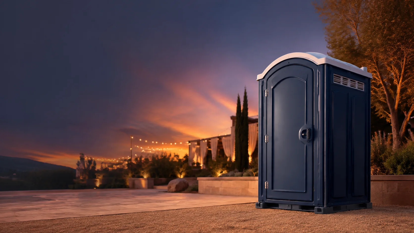 Portable restroom shown for rental planning in Kernersville, NC