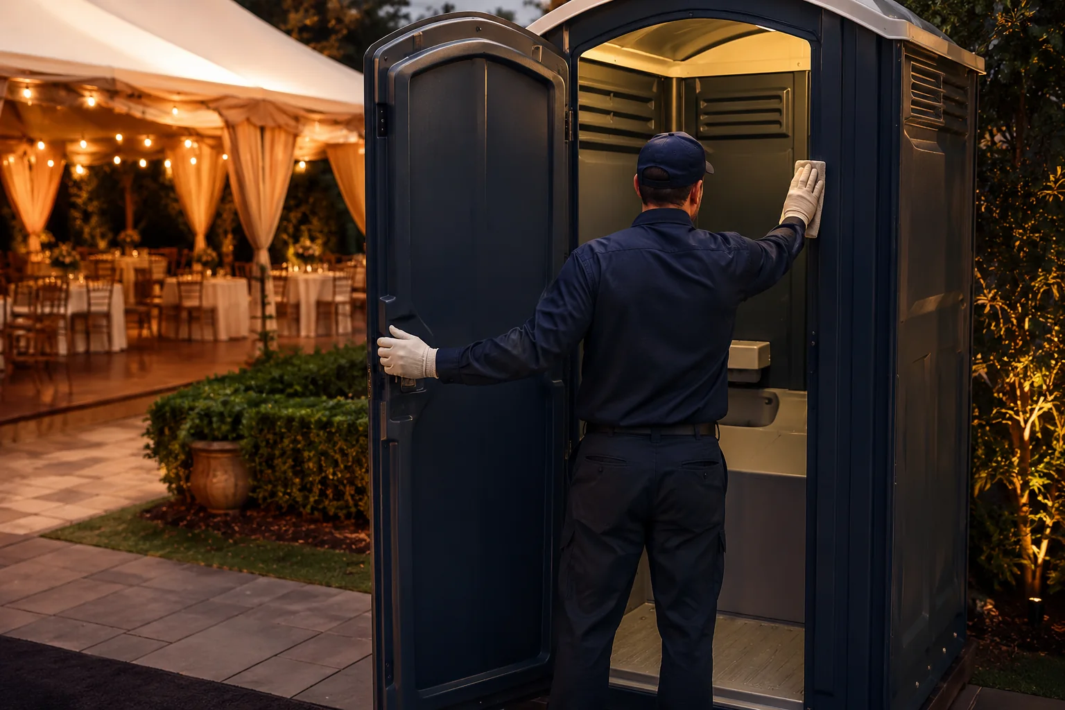 Portable restroom rental preparation